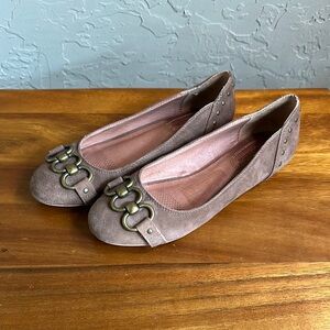 Corso Como brown suede and brass toe‎ buckle slip on shoe size 6.5